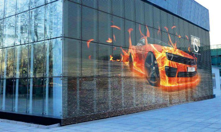 新型透明LED显示屏，让玻璃幕墙大楼变成“建筑媒体”